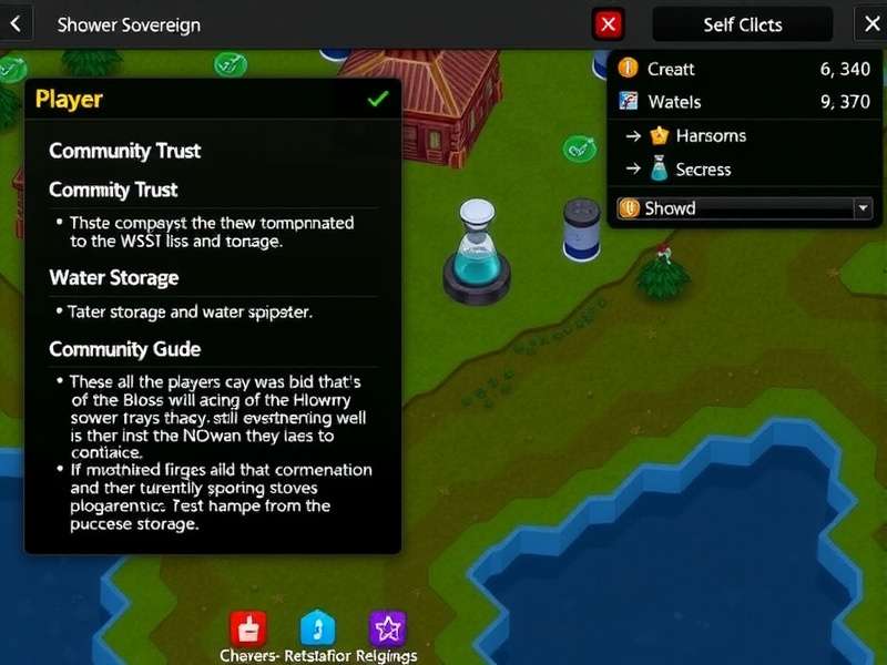 Shower Sovereign Pro Tips Shower Sovereign Strategy Guide showing a player managing community trust and water storage